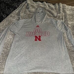 Adidas Gray Hoodie with Red 'Go Big Red' Design